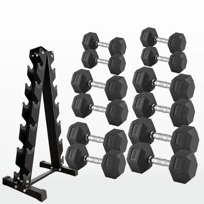 Premium Hex Dumbbells – Rubber Coated Free Weights with Anti-Roll Design, Professional-Grade for Strength Training in Home Gym Setups