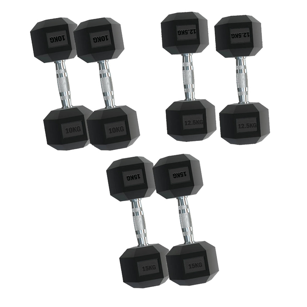 Rubber-Coated Hex Dumbbell Weights 2.5KG–15KG with Optional 3-Tier Rack, Heavy Duty Dumbbell Stand for Strength Training & Home Gym Dumbbell Storage
