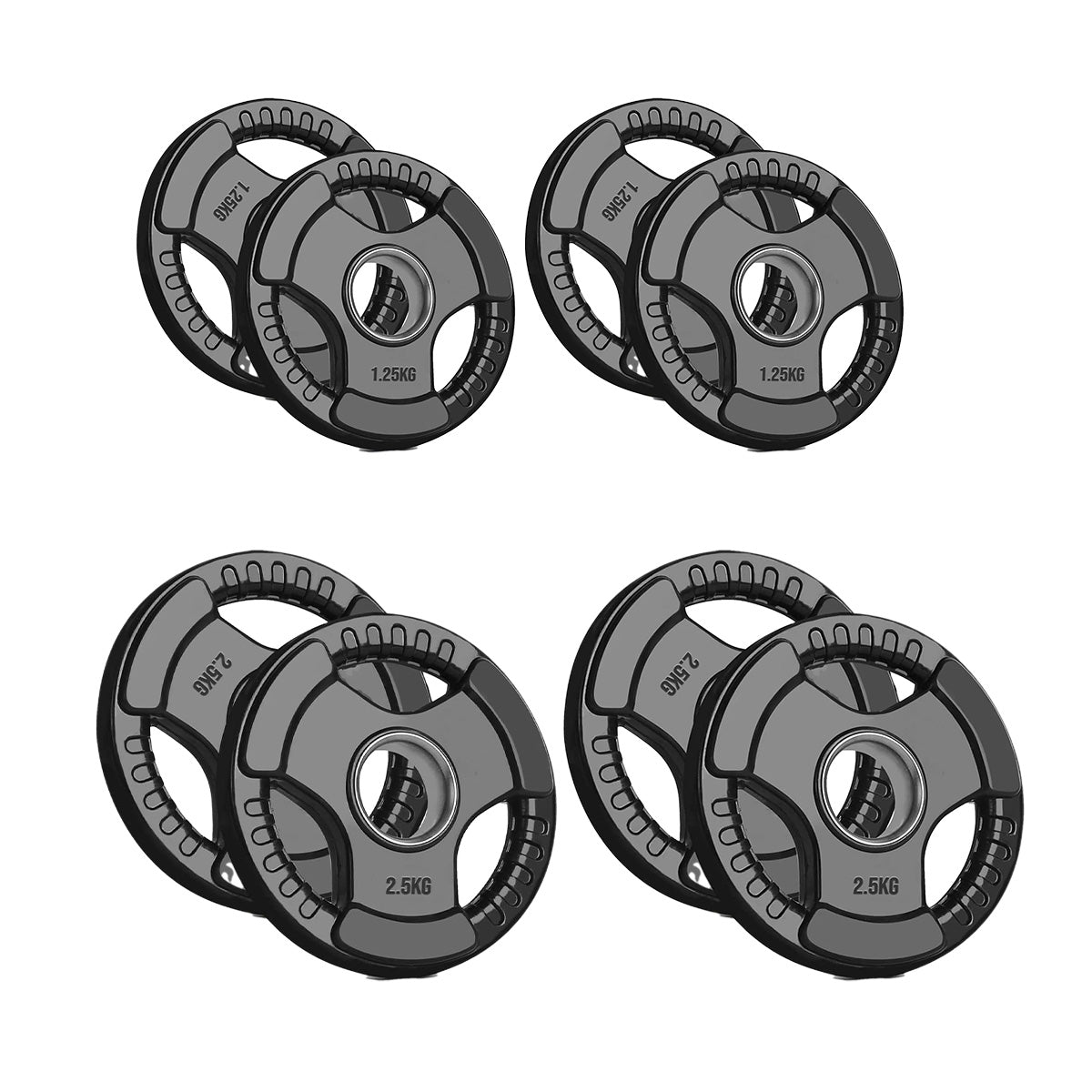 Tri-Grip Olympic Weight Plates – Rubber Coated Cast Iron 2" Discs – Heavy-Duty Barbell Plates for Strength Training – Pairs