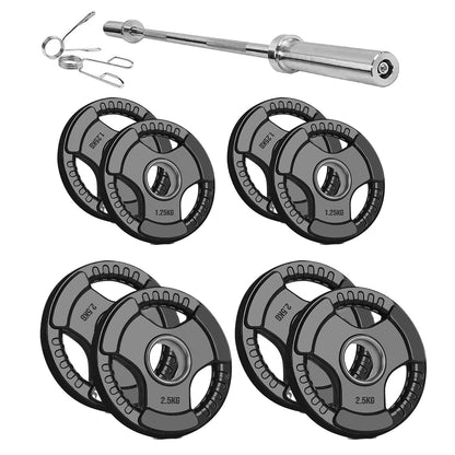 Tri-Grip Olympic Weight Plates – Rubber Coated Cast Iron 2" Discs – Heavy-Duty Barbell Plates for Strength Training – Pairs