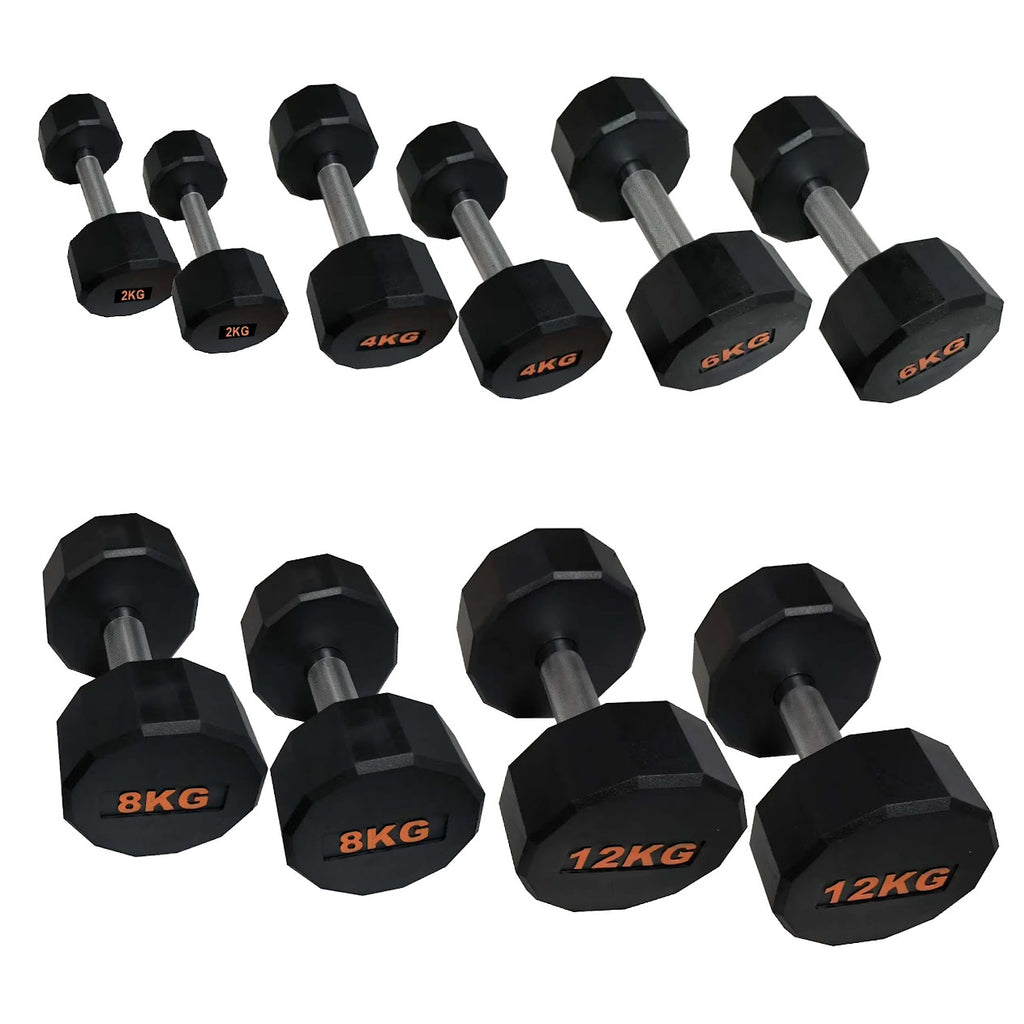 Round Hex Dumbbells Pair with Racks