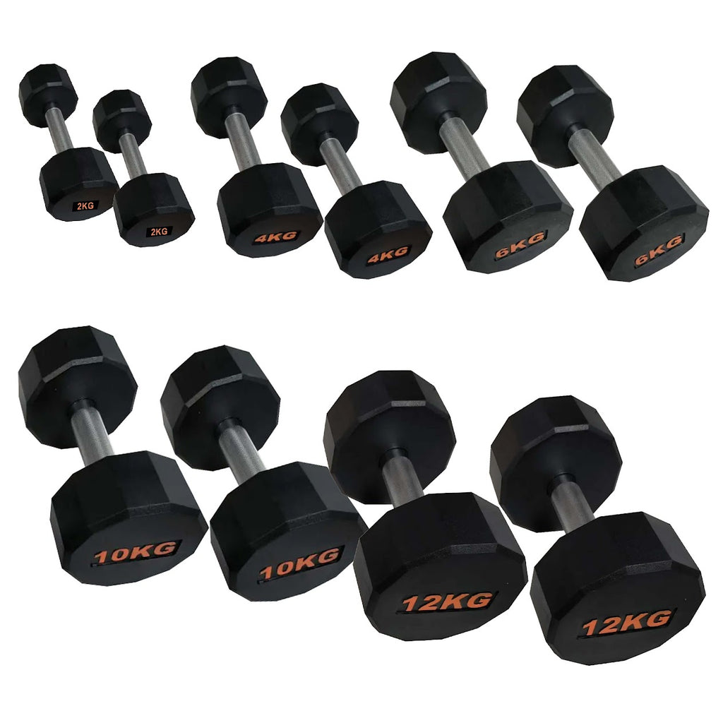 Round Hex Dumbbells Pair with Racks
