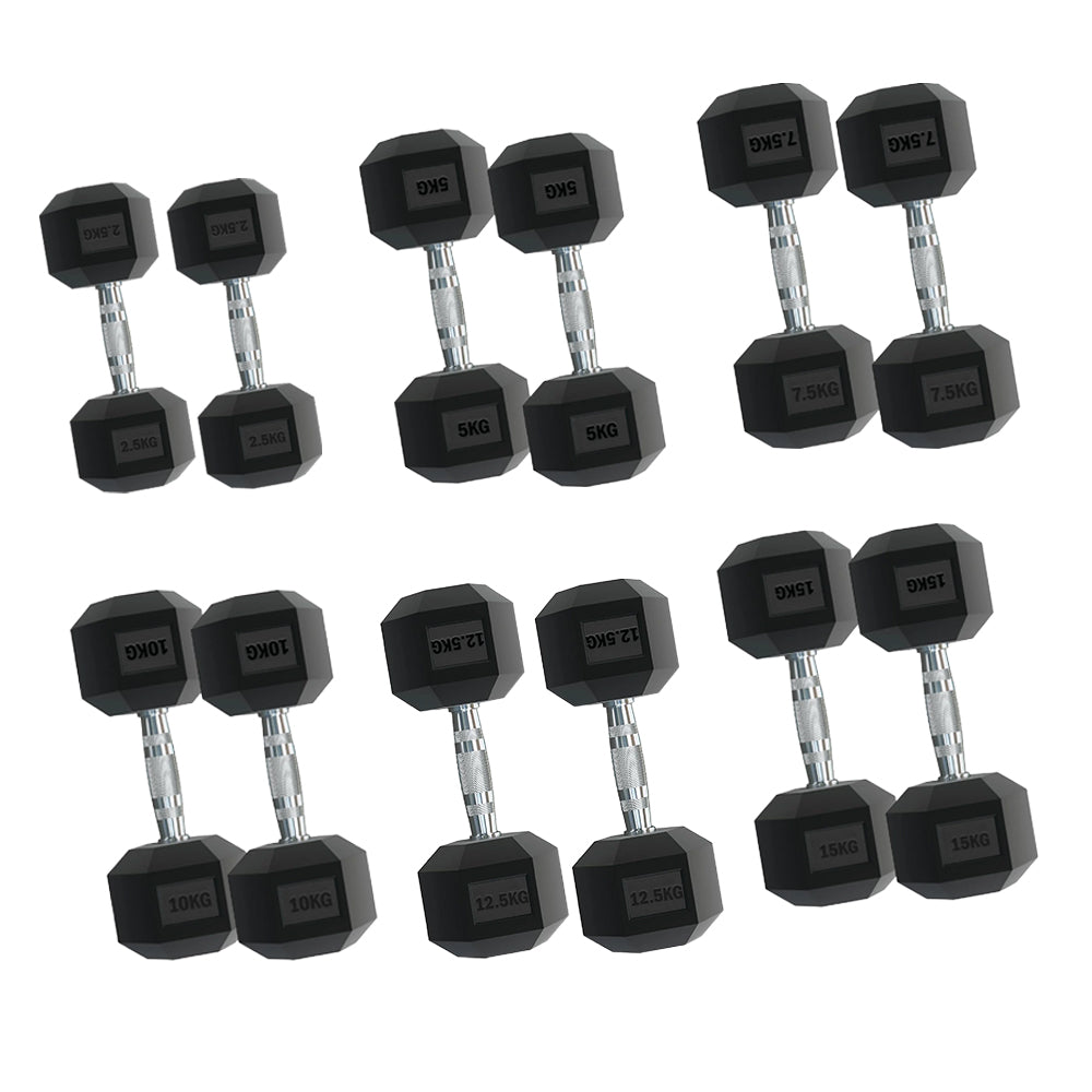 Rubber-Coated Hex Dumbbell Weights 2.5KG–30KG with Optional 6-Tier Rack, Heavy Duty Vertical Dumbbell Stand for Strength Training & Home Gym Storage
