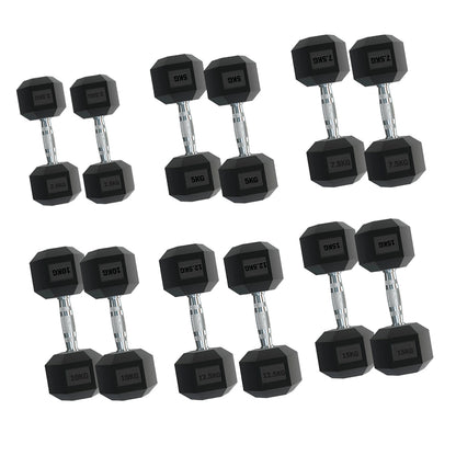 Rubber-Coated Hex Dumbbell Weights 2.5KG–30KG with Optional 6-Tier Rack, Heavy Duty Vertical Dumbbell Stand for Strength Training & Home Gym Storage