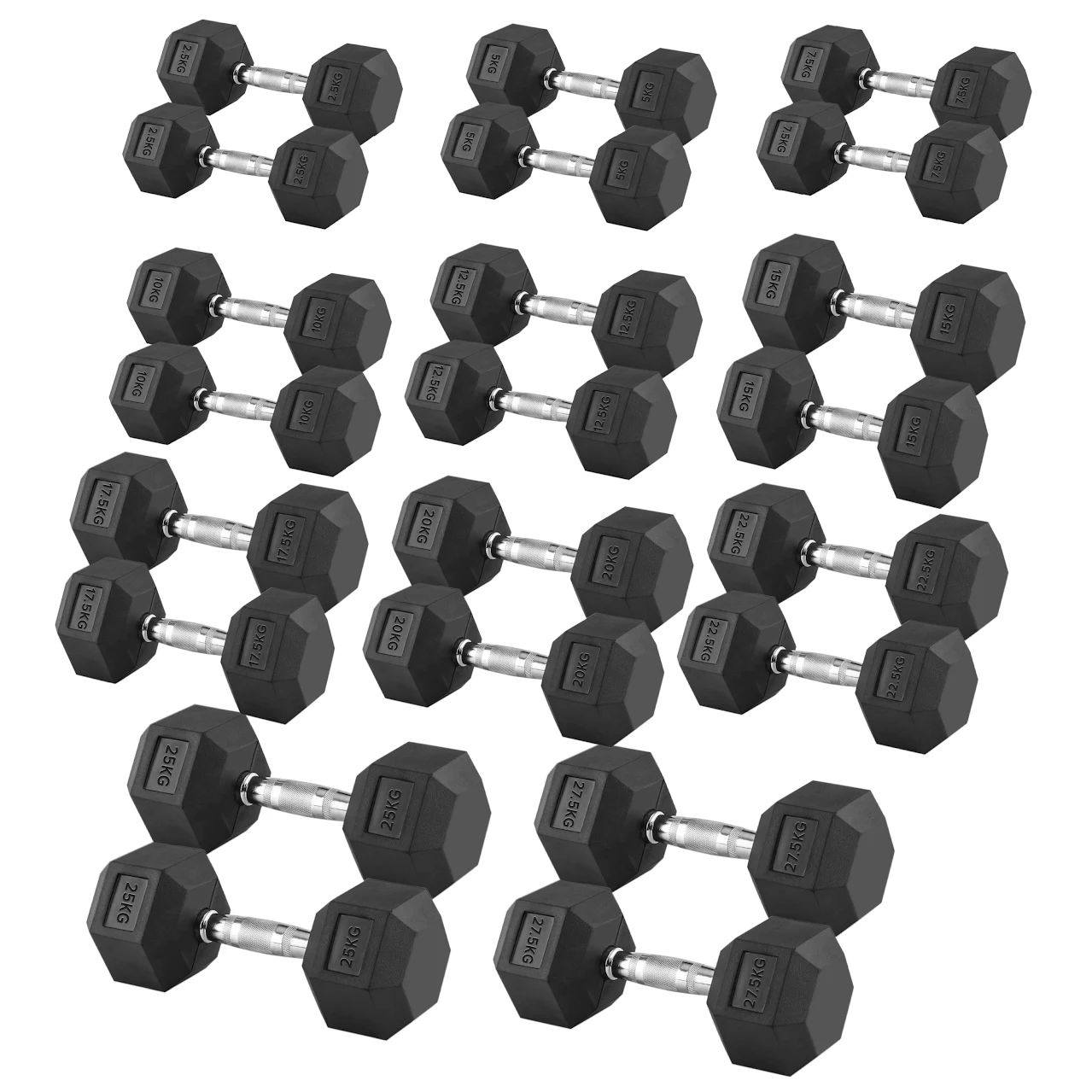 Premium Hex Dumbbells – Rubber Coated Free Weights with Anti-Roll Design, Professional-Grade for Strength Training in Home Gym Setups