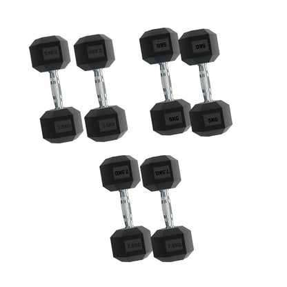 Rubber-Coated Hex Dumbbell Weights 2.5KG–15KG with Optional 3-Tier Rack, Heavy Duty Dumbbell Stand for Strength Training & Home Gym Dumbbell Storage