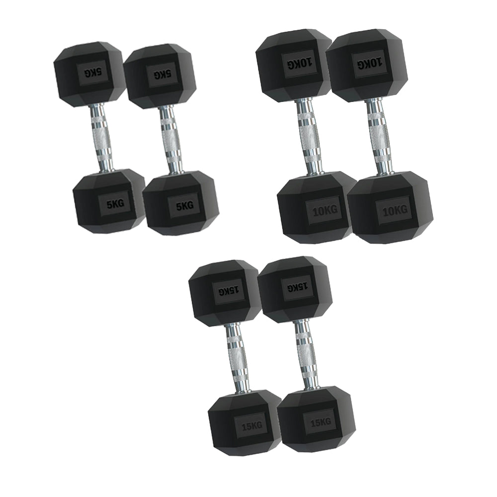 Rubber-Coated Hex Dumbbell Weights 2.5KG–15KG with Optional 3-Tier Rack, Heavy Duty Dumbbell Stand for Strength Training & Home Gym Dumbbell Storage