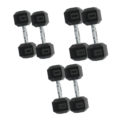 Rubber-Coated Hex Dumbbell Weights 2.5KG–15KG with Optional 3-Tier Rack, Heavy Duty Dumbbell Stand for Strength Training & Home Gym Dumbbell Storage
