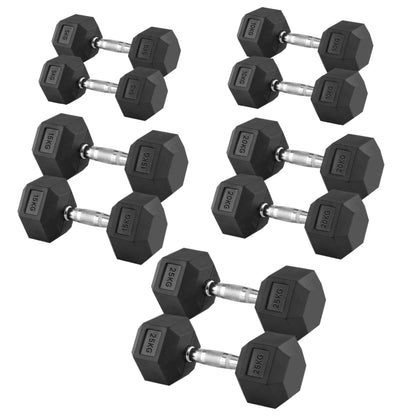 Rubber-Coated Hex Dumbbell Weights 2.5KG–25KG with Optional 5-Tier Rack, Heavy Duty Vertical Dumbbell Stand for Strength Training & Home Gym Storage