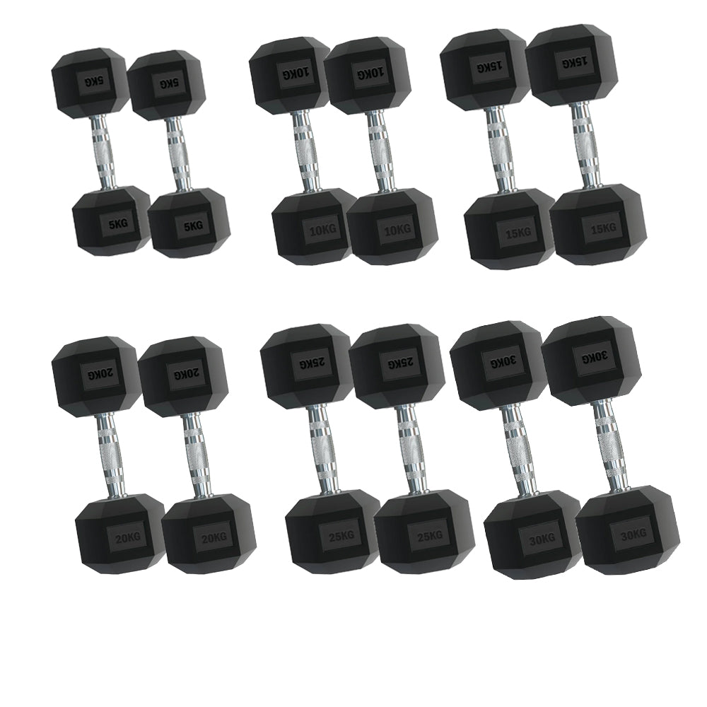 Rubber-Coated Hex Dumbbell Weights 2.5KG–30KG with Optional 6-Tier Rack, Heavy Duty Vertical Dumbbell Stand for Strength Training & Home Gym Storage