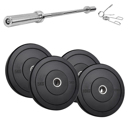 Heavy-Duty Olympic Rubber Bumper Plates, High-Density Construction for Squats, Deadlifts, Olympic Lifts