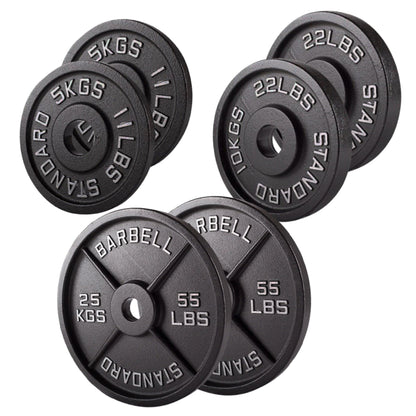 Cast Iron Weight Plates – Strength Training Discs for Home & Gym – Multiple Sizes – Fits Barbells & Dumbbells – Professional Grade