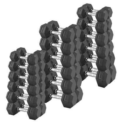 Premium Hex Dumbbells – Rubber Coated Free Weights with Anti-Roll Design, Professional-Grade for Strength Training in Home Gym Setups