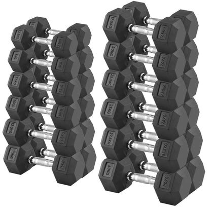 Premium Hex Dumbbells – Rubber Coated Free Weights with Anti-Roll Design, Professional-Grade for Strength Training in Home Gym Setups