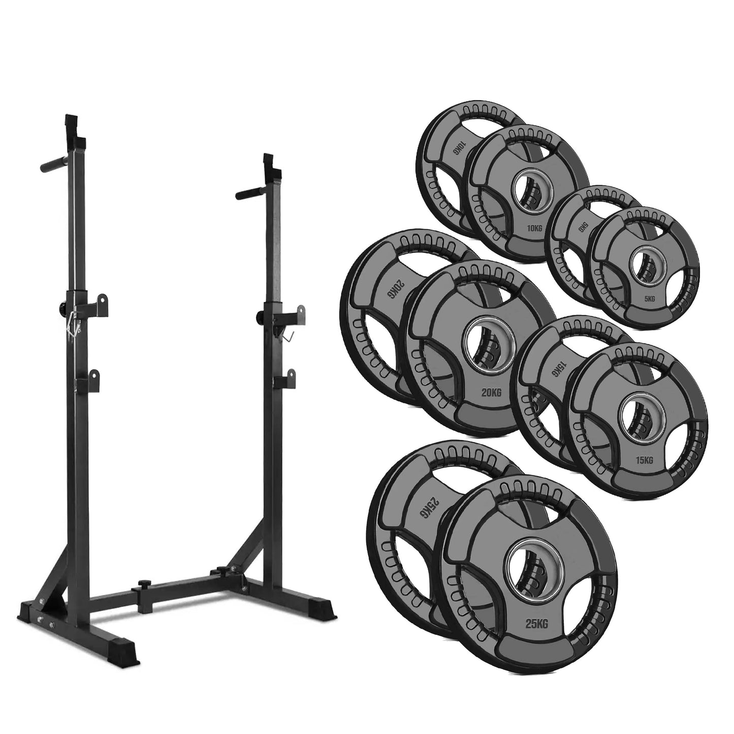 Half Squat Rack – Adjustable Barbell Stand with Dip Station & Spotters – 200kg Steel Frame for Home Gym Strength Training