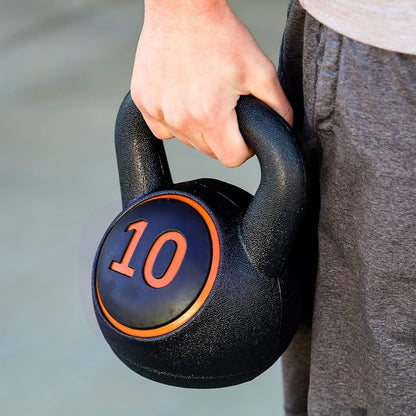 3-Piece Kettlebell Weight Set – 5lb, 10lb, 15lb with Storage Stand | Vinyl-Coated Kettlebells for Home Gym Strength, Cardio, Toning, & Functional Fitness Training