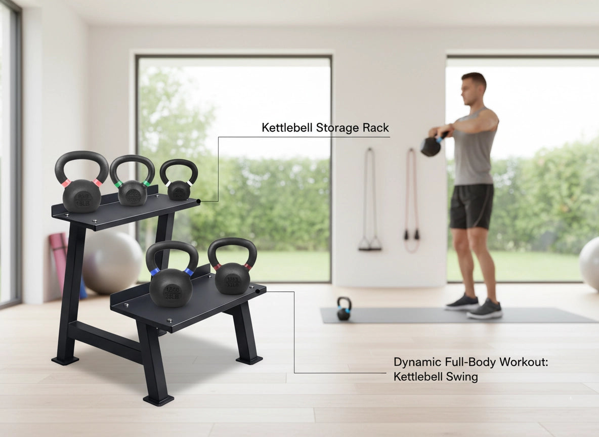 2-Tier Kettlebell & Dumbbell Rack