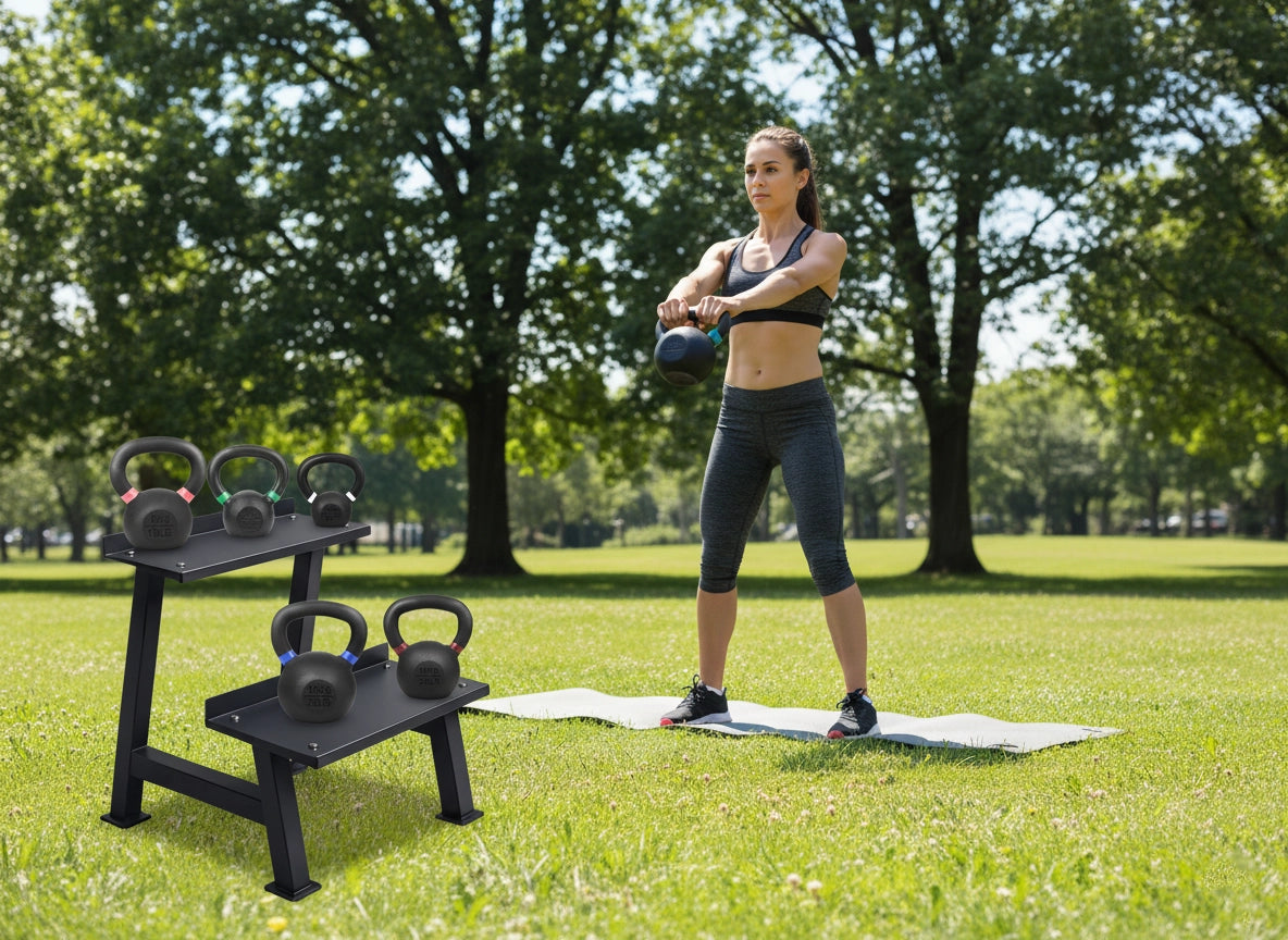 2-Tier Kettlebell & Dumbbell Rack