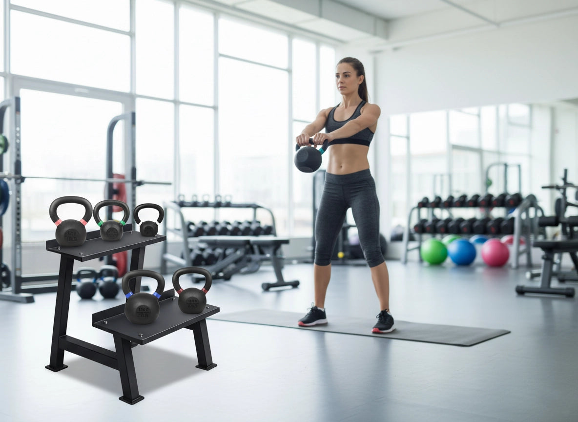 2-Tier Kettlebell & Dumbbell Rack