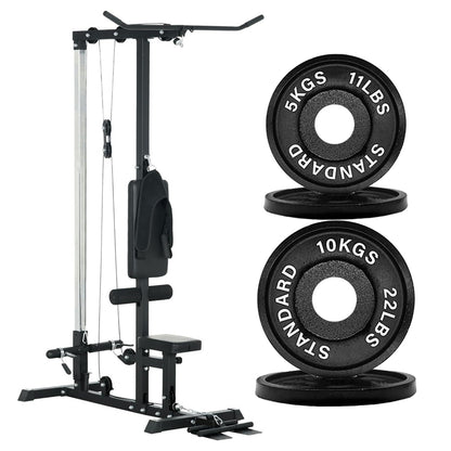 LAT Pulldown Machine with Dual Pulley – Adjustable Seat, Full Back & Arm Workout – Space-Saving Home Gym Station