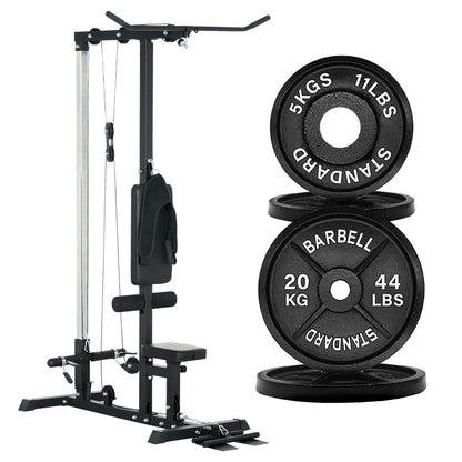 LAT Pulldown Machine with Dual Pulley – Adjustable Seat, Full Back & Arm Workout – Space-Saving Home Gym Station