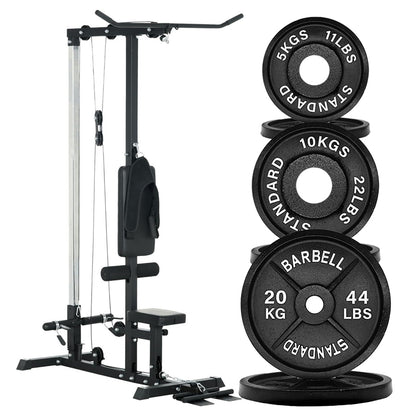 LAT Pulldown Machine with Dual Pulley – Adjustable Seat, Full Back & Arm Workout – Space-Saving Home Gym Station