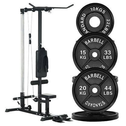 LAT Pulldown Machine with Dual Pulley – Adjustable Seat, Full Back & Arm Workout – Space-Saving Home Gym Station