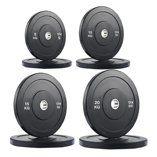 Olympic Bumper Weight Plates Pro Set Crumb Rubber Plates with Stainless Steel Insert, Coloured Weight Discs for Strength Training, Olympic Barbell Home Gym Fitness