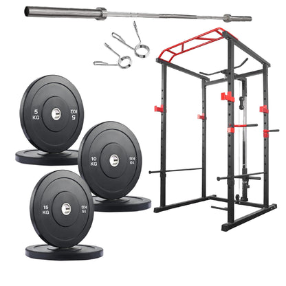Professional Power Multi Cage with Pulley System – Adjustable Strength Rack with Pull-Up Bar & Spotters – Commercial-Grade Home Gym Station