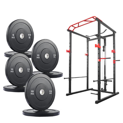 Professional Power Multi Cage with Pulley System – Adjustable Strength Rack with Pull-Up Bar & Spotters – Commercial-Grade Home Gym Station
