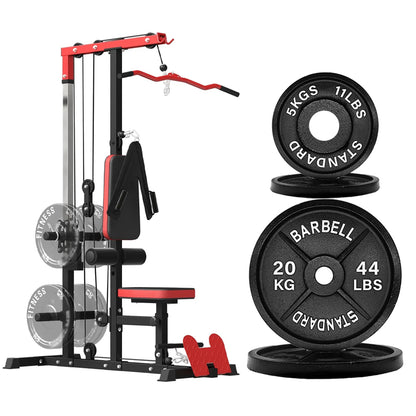 LAT Pulldown Machine with Dual Pulley – Adjustable Seat, Full Back & Arm Workout – Space-Saving Home Gym Station