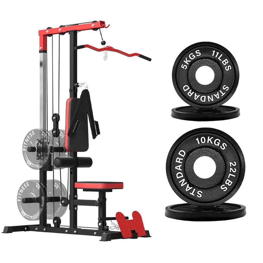 LAT Pulldown Machine with Dual Pulley – Adjustable Seat, Full Back & Arm Workout – Space-Saving Home Gym Station