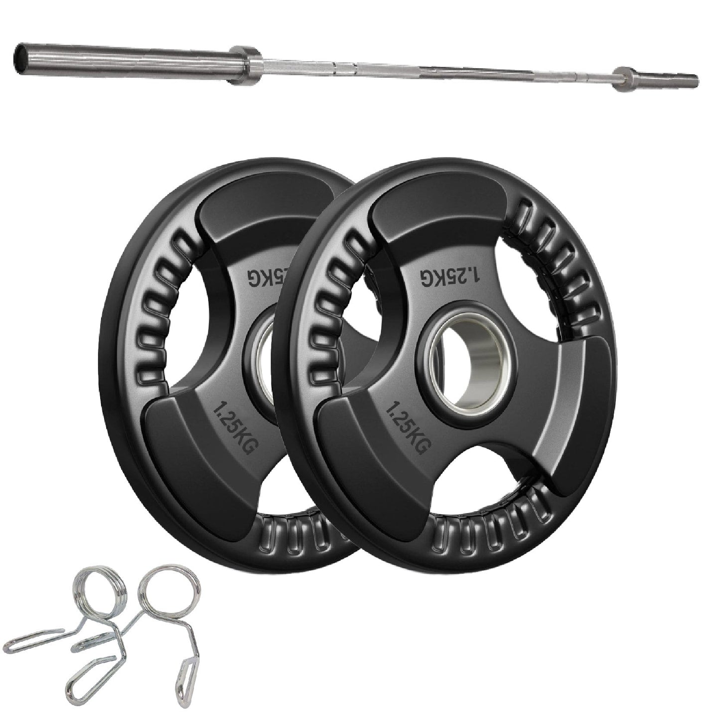 Tri-Grip Olympic Weight Plates – Rubber Coated Cast Iron 2" Discs – Heavy-Duty Barbell Plates for Strength Training – Singles & Pairs