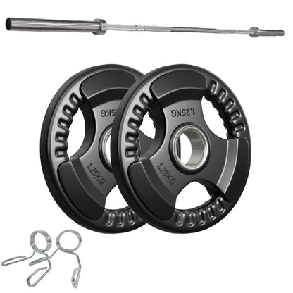Tri-Grip Olympic Weight Plates – Rubber Coated Cast Iron 2" Discs – Heavy-Duty Barbell Plates for Strength Training – Singles & Pairs