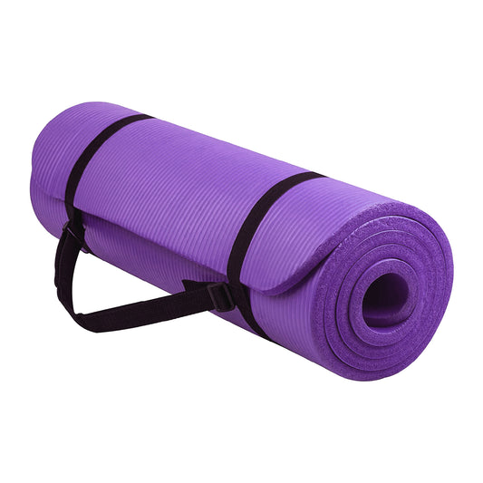 10mm Extra-Thick Yoga Mat with Strap – Non-Slip NBR Foam for Yoga, Pilates & Floor Exercises – Joint-Friendly & Eco-Friendly